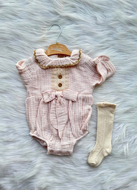 Baby cotton dress & socks 🤎
