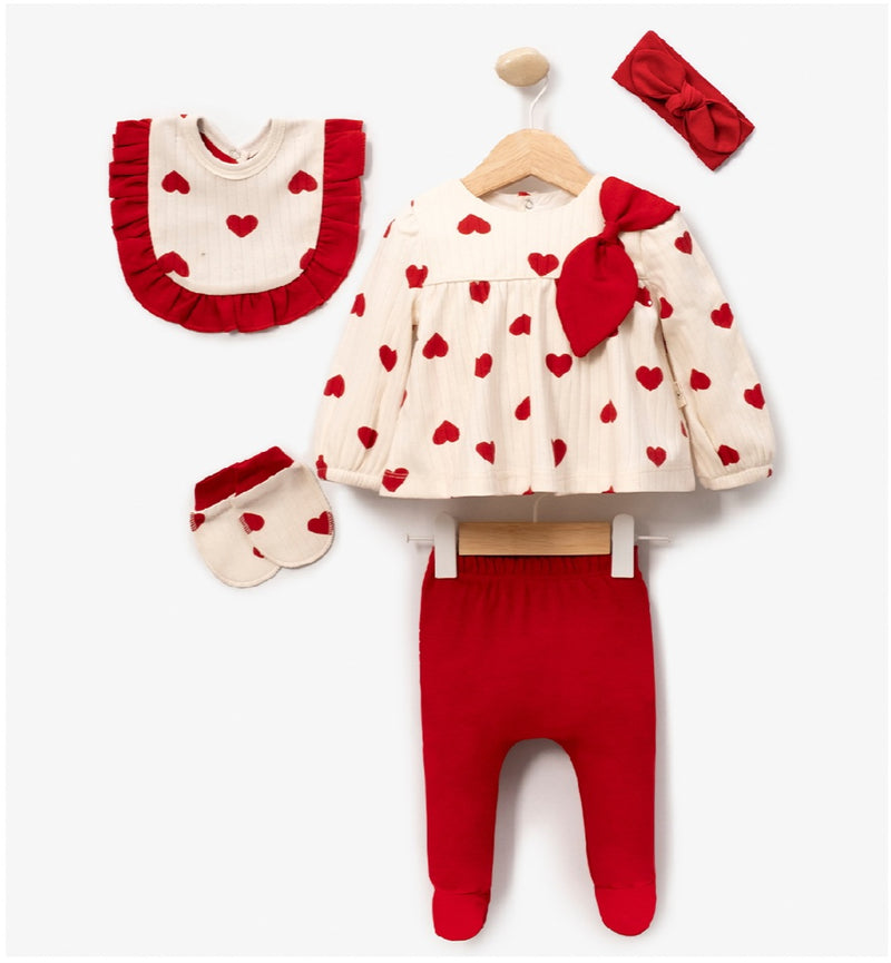 طقم لحديثي الولادة قطني ٥ قطع