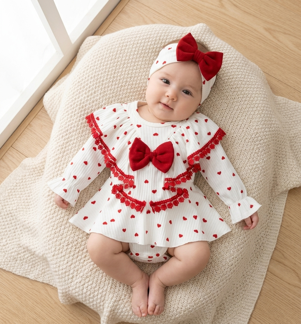 Red baby dress & headband