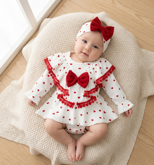 Red baby dress & headband