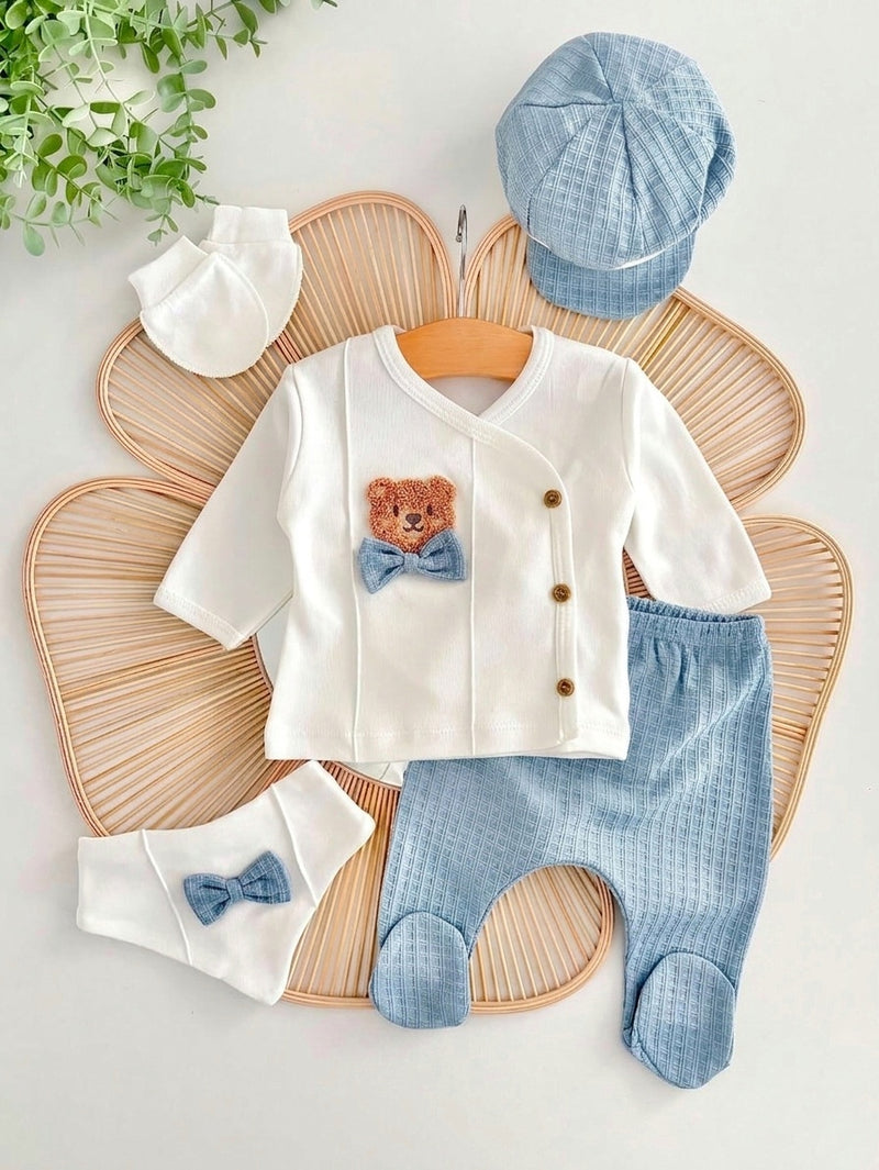 طقم لحديثي الولادة قطني ٥ قطع