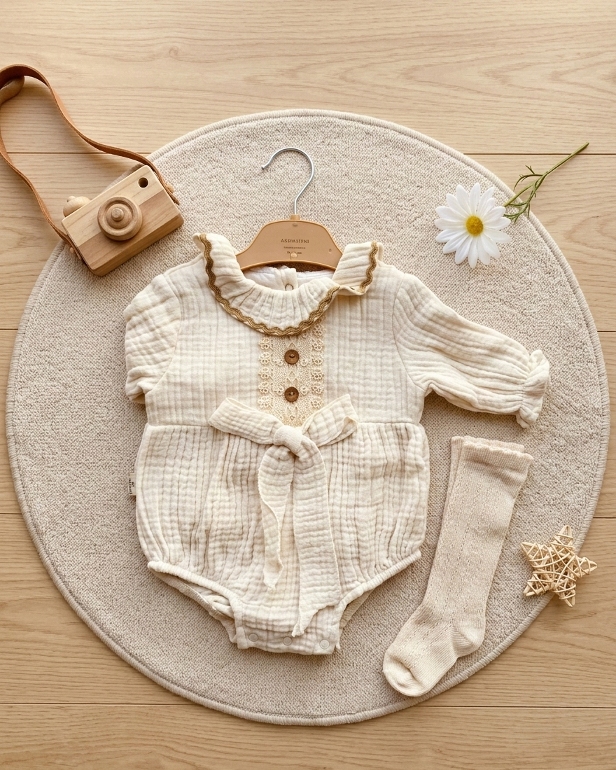 Baby cotton dress & socks 🤎