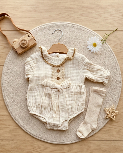 Baby cotton dress & socks 🤎