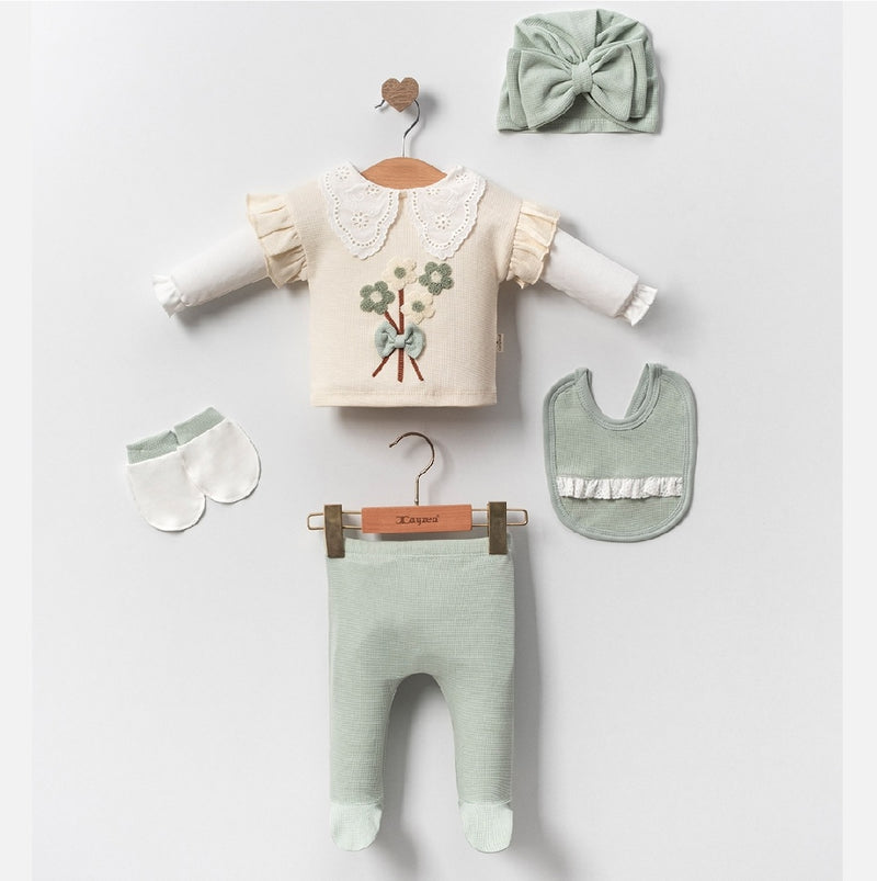 طقم لحديثي الولادة قطني ٥ قطع