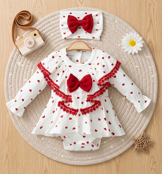 Red baby dress & headband